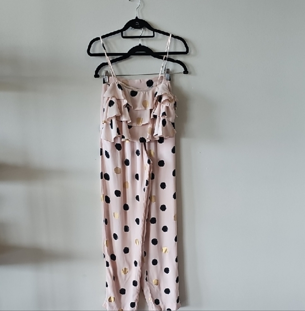 H&M Pink and Black Spot Pattern Jumpsuit